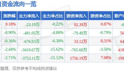 股票行情快报：渝开发（000514）8月5日主力资金净卖出23.19万元