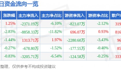 股票行情快报：焦点科技（002315）8月29日主力资金净卖出2371.19万元