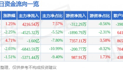 股票行情快报：潞安环能（601699）3月11日主力资金净买入4216.54万元
