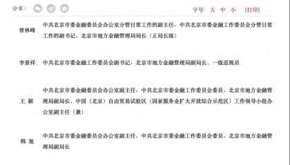 曾林峰履新北京市地方金融管理局局长