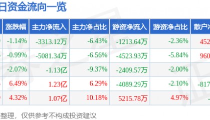 股票行情快报：正海磁材（300224）7月16日主力资金净卖出3313.12万元