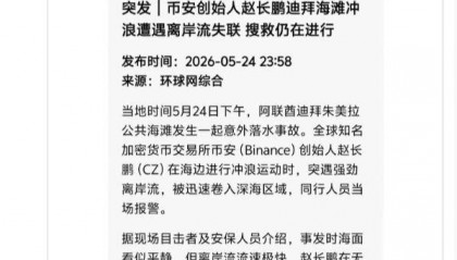 币安创始人赵长鹏辟谣在迪拜冲浪失联