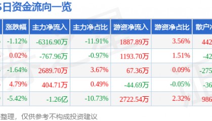 股票行情快报：XD艾力斯（688578）9月10日主力资金净卖出6316.90万元